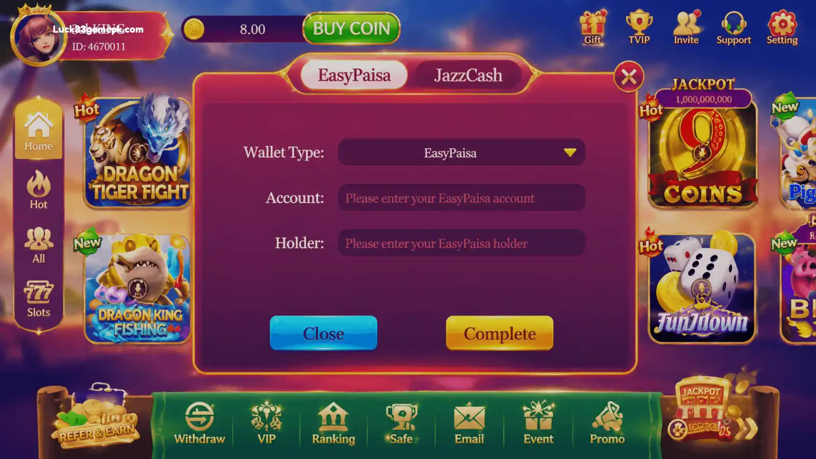 Luck 33 Withdrawal